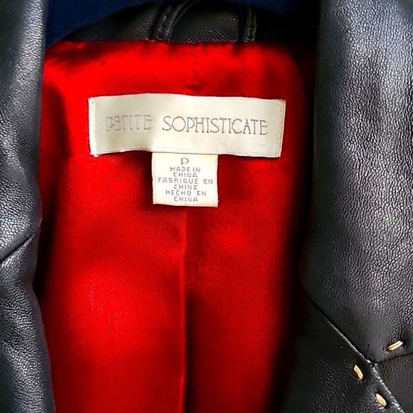 Black Leather Jacket By Petite Sofisticate in size SP. - Picture 6 of 8